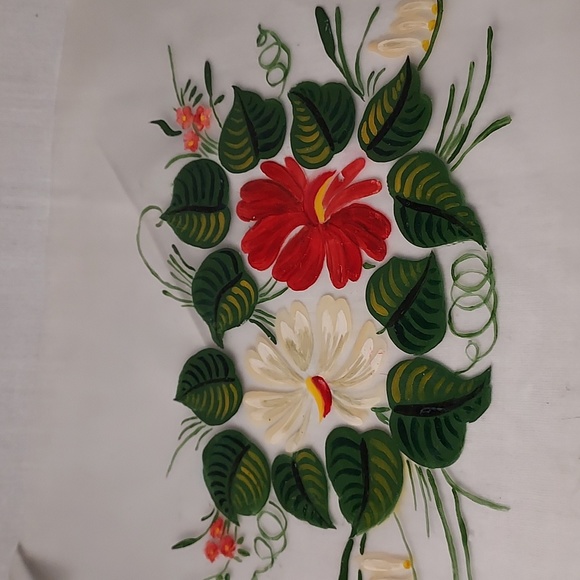 RARE and Vintage Hand Painted Flowers on Plastic Like Paper With Instructions - Picture 2 of 16